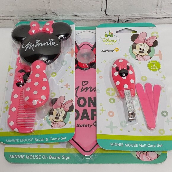 SAFETY 1ST MINNIE MOUSE BRUSH, COMB, NAIL CLIPPERS, FILES, & CAR SIGN - Picture 10 of 16